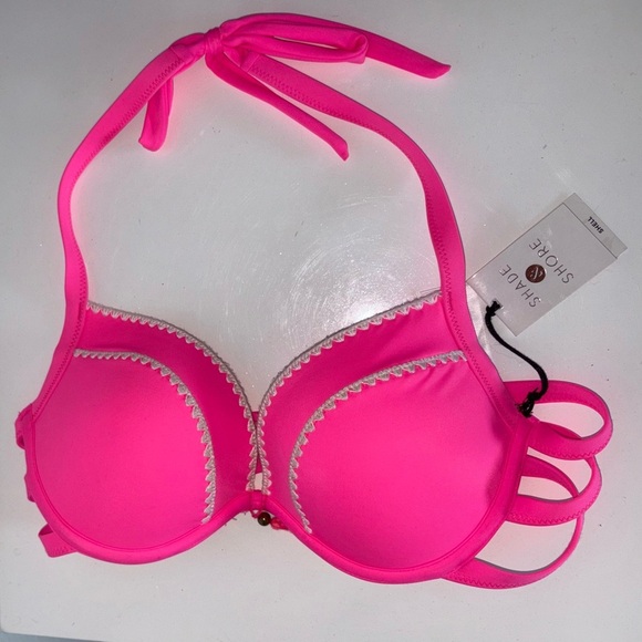 NWT Neon Underwire Tassel Halter Bikini Top - Picture 2 of 7